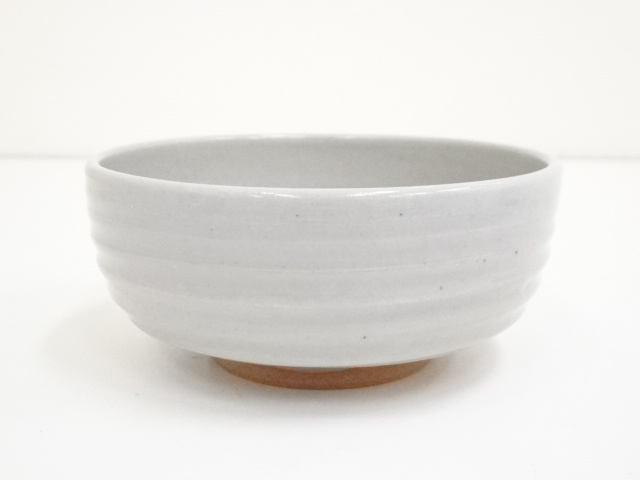 JAPANESE TEA CEREMONY / CHAWAN(TEA BOWL) / KYO WARE / BRUSH MARKS / ARTISAN WORK